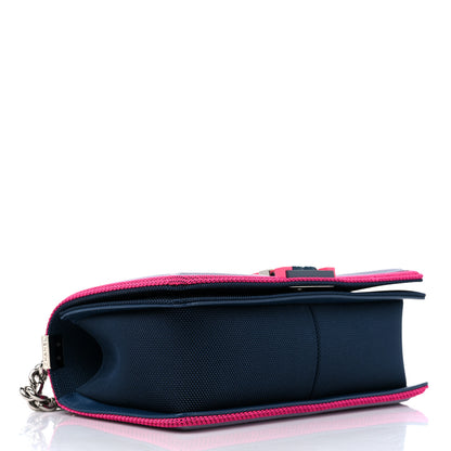 Chanel Canvas Quilted Medium Fluo Boy Flap Dark Navy Fuchsia Grey 5 of 10