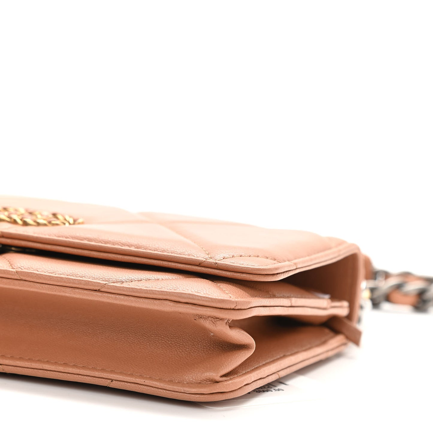 Lambskin Quilted Chanel 19 Wallet On Chain WOC Brown