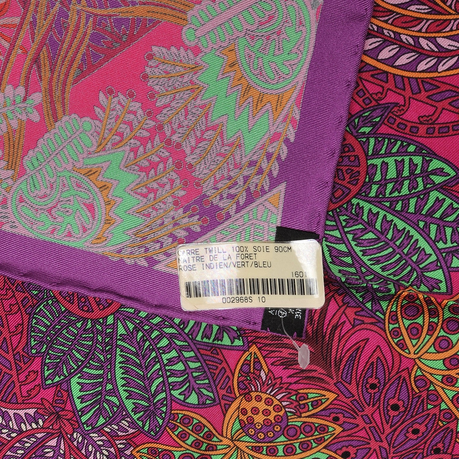 Hermes Silk Maitres de la Foret Scarf 90 Rose Indien Vert Bleu 6 of 6