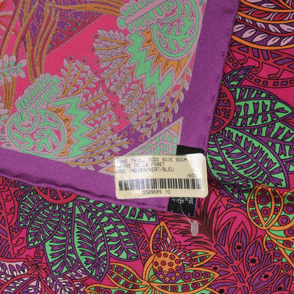 Hermes Silk Maitres de la Foret Scarf 90 Rose Indien Vert Bleu 6 of 6