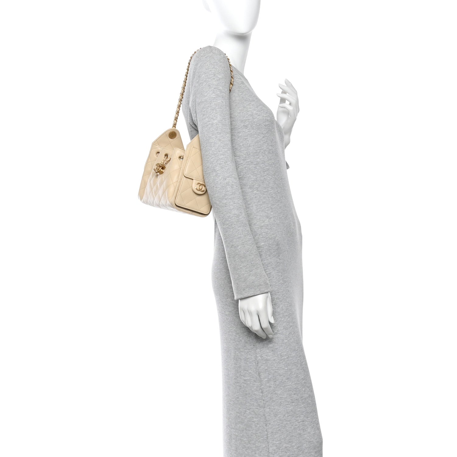 Chanel Caviar Quilted Mini Chanel 25 Handbag Beige 2 of 11