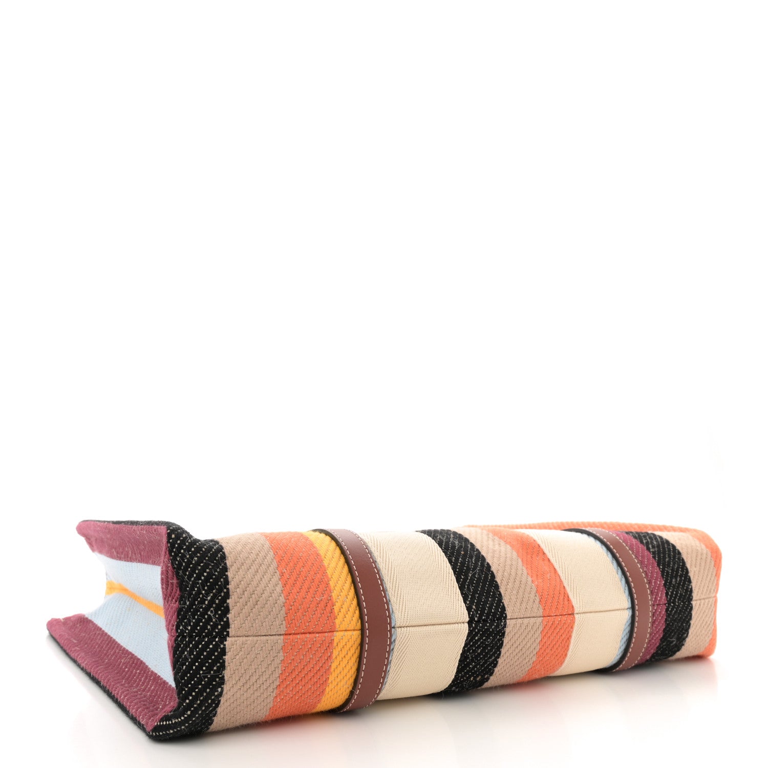 Chloe Cotton Calfskin Large Woody Striped Tote Multicolor 4 of 11
