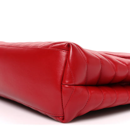 Saint Laurent Calfskin Y Quilted Monogram Medium Loulou Chain Satchel Rouge Eros 10 of 11