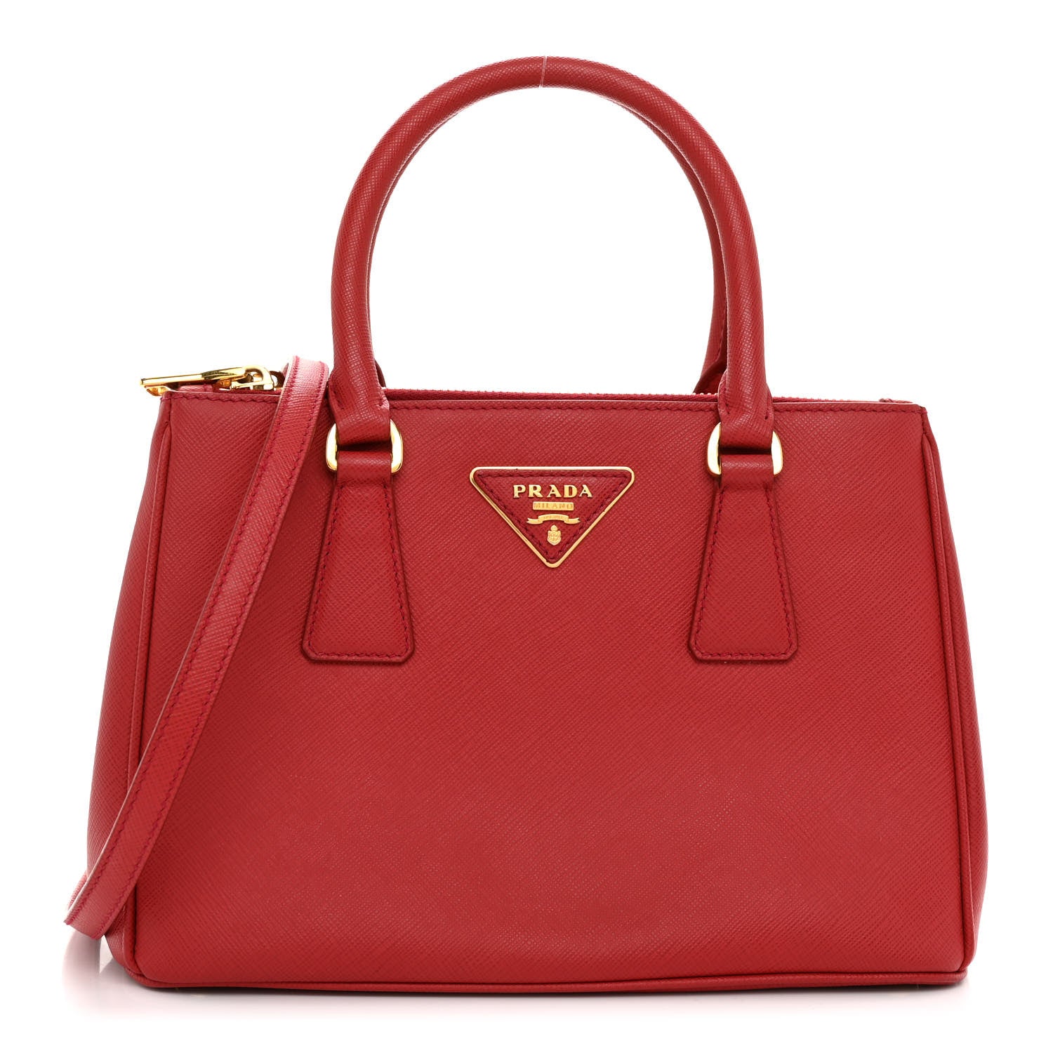 Prada Saffiano Mini Galleria Double Zip Tote Fuoco 1 of 10