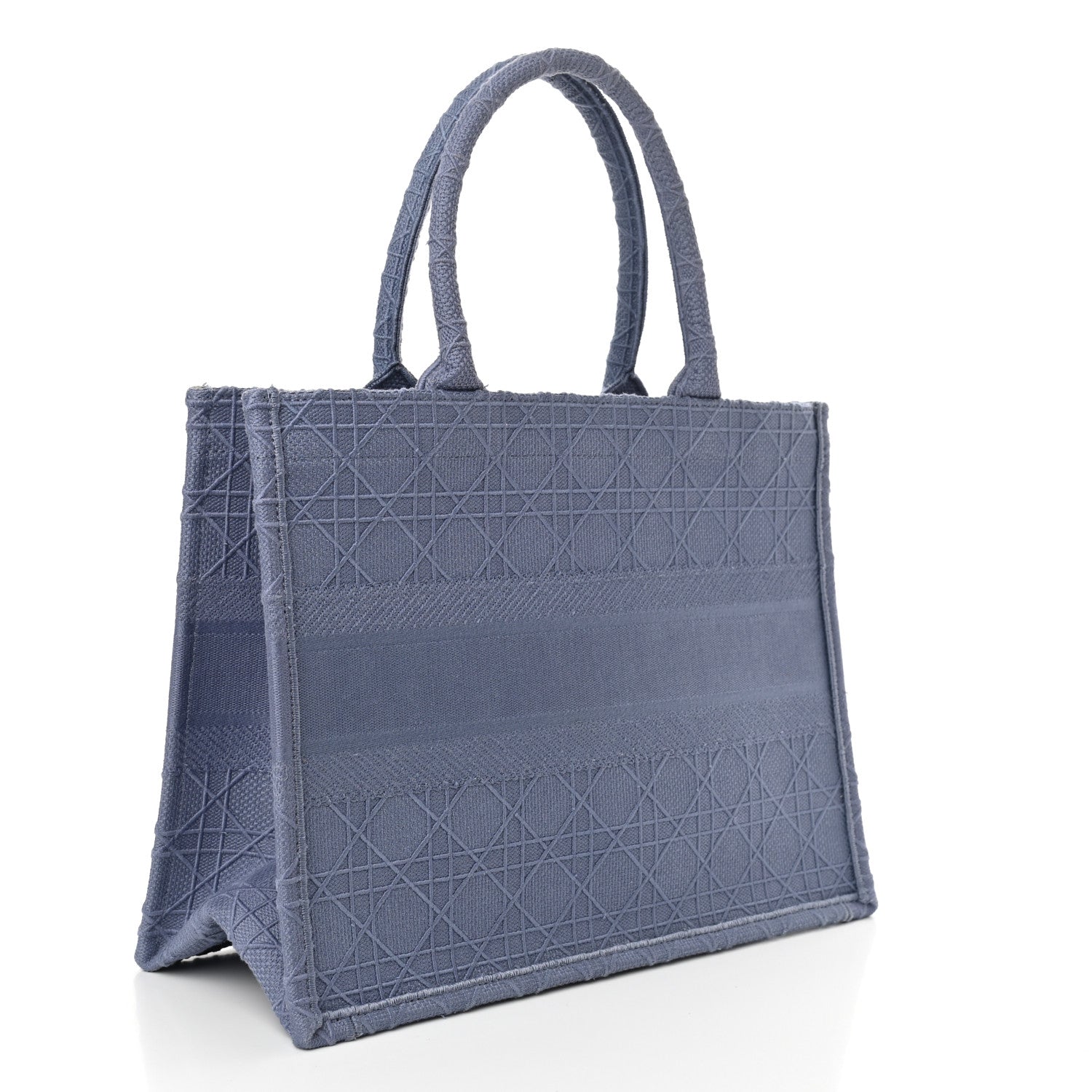 Christian Dior Embroidered Cannage Medium Book Tote Denim Blue 3 of 10