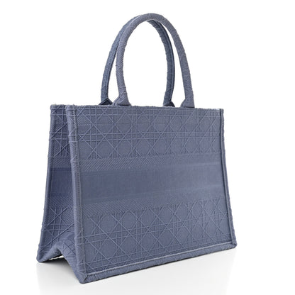 Christian Dior Embroidered Cannage Medium Book Tote Denim Blue 3 of 10