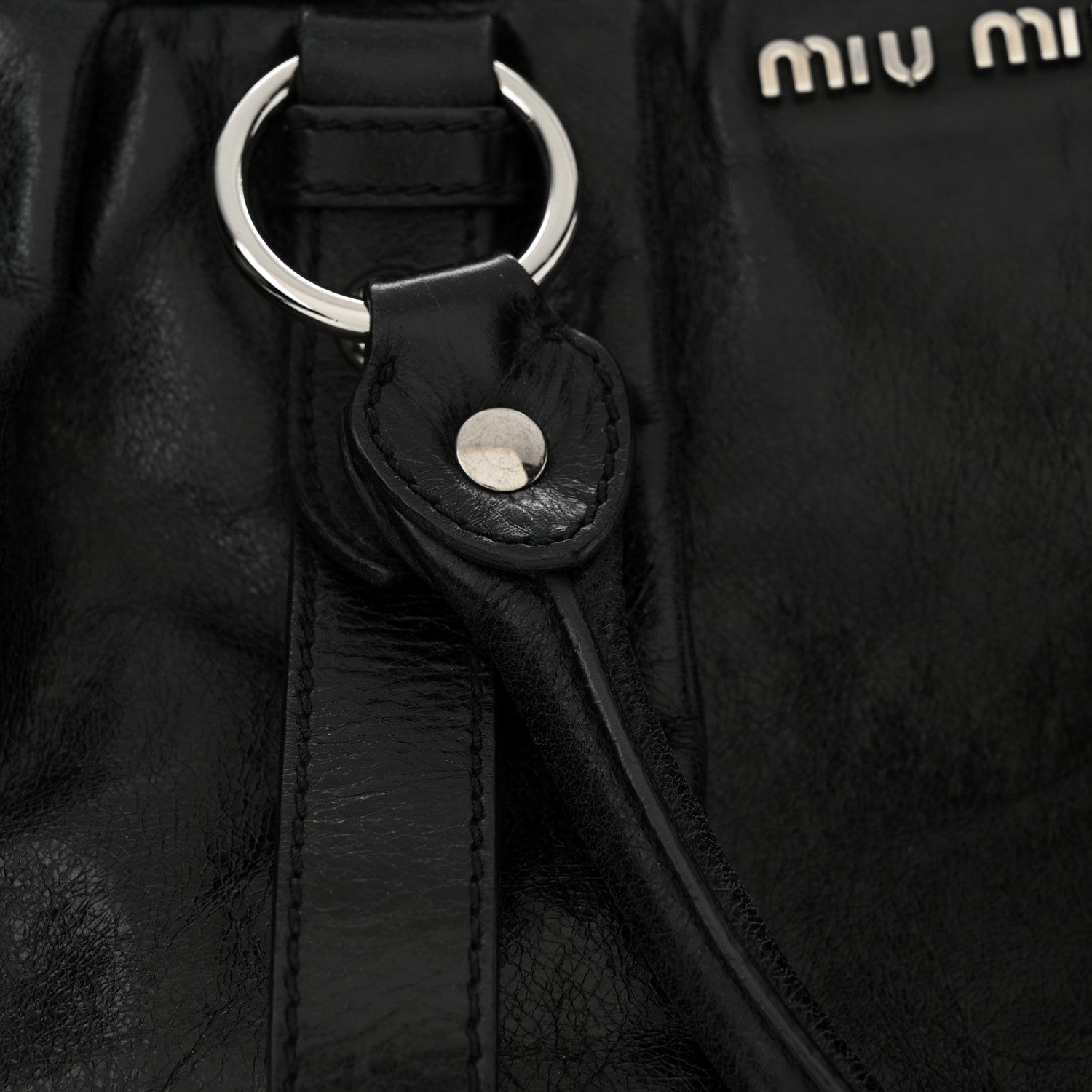 Miu Miu Vitello Lux Gathered Tote Black 14 of 14