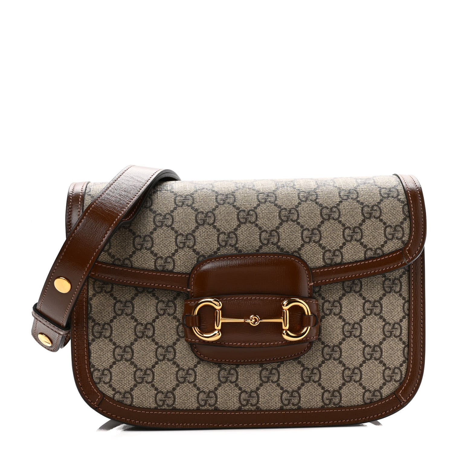 Gucci GG Supreme Monogram Horsebit 1955 Shoulder Bag Beige Brown Sugar 1 of 10