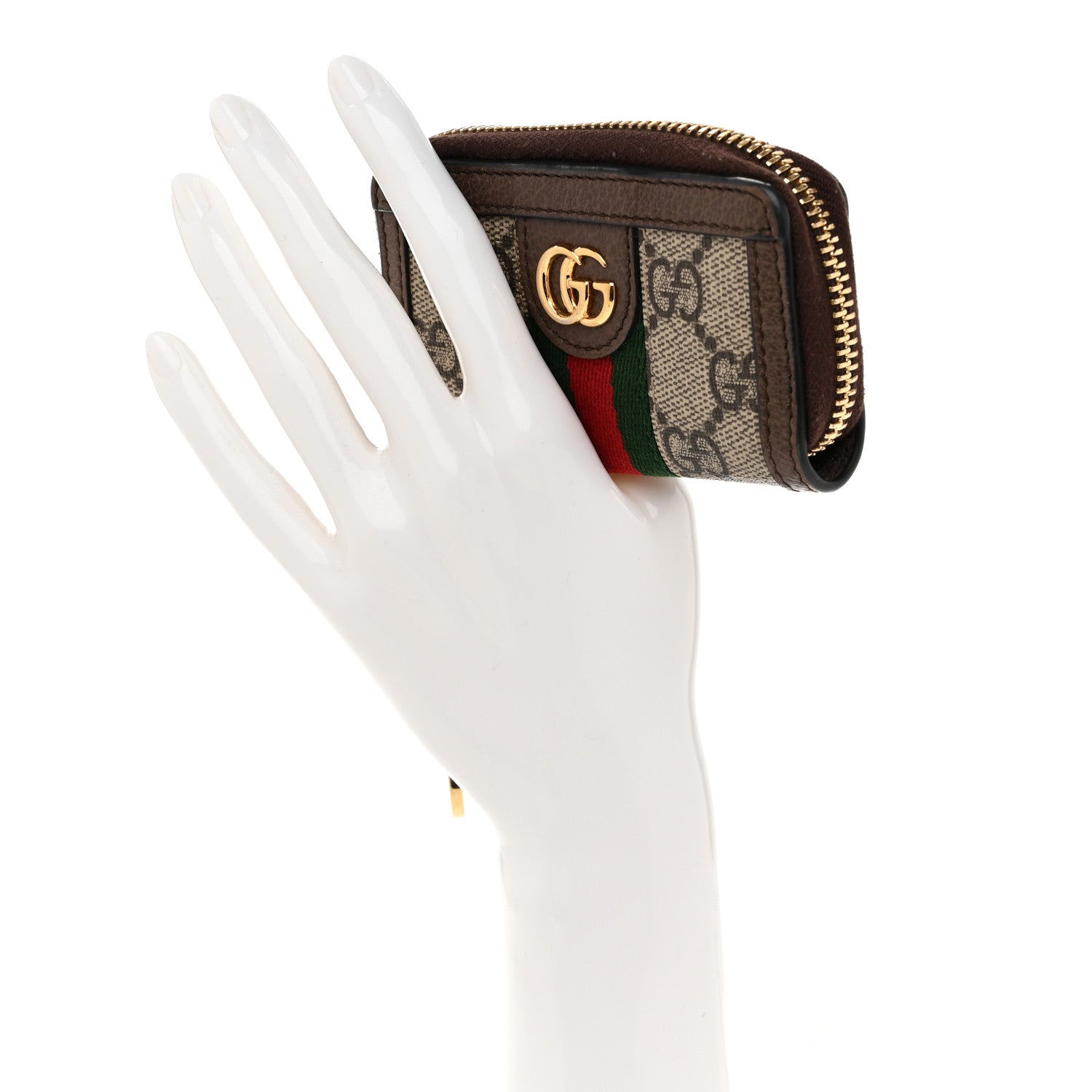 Gucci GG Supreme Monogram Web Ophidia Zip Around Key Case Beige New Acero 2 of 6