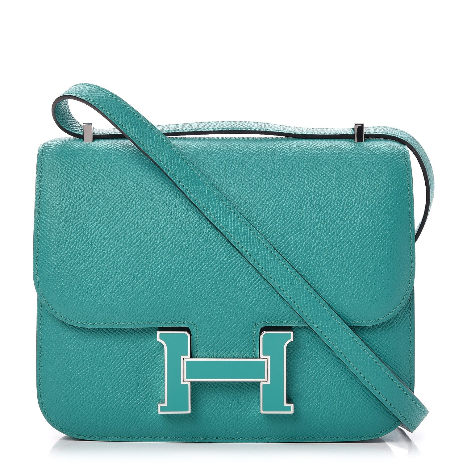Hermes Epsom Enamel Constance 18 Bleu Paon Menthe 1 of 17