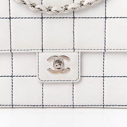 Chanel Lambskin Stitched Medium Chocolate Bar Flap White 13 of 13