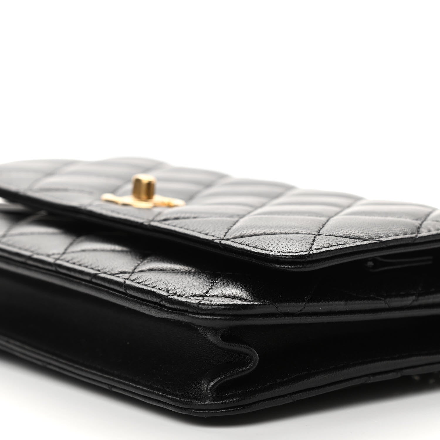 Chanel Lambskin Quilted CC Pearl Crush Wallet on Chain WOC Black 11 of 12