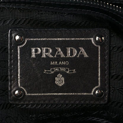 Prada Soft Calfskin Pleated Hobo Black 5 of 12