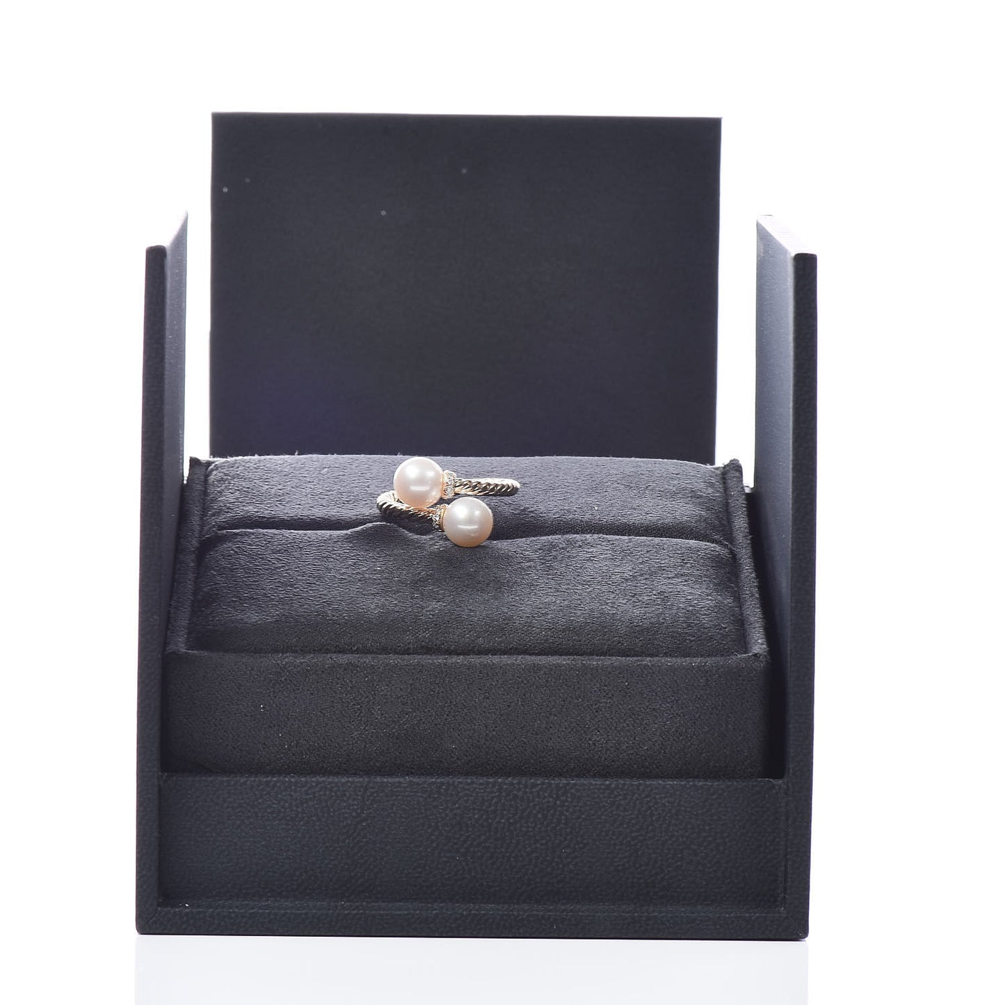 18K Yellow Gold Pearl Diamond Solari Bypass Ring 5