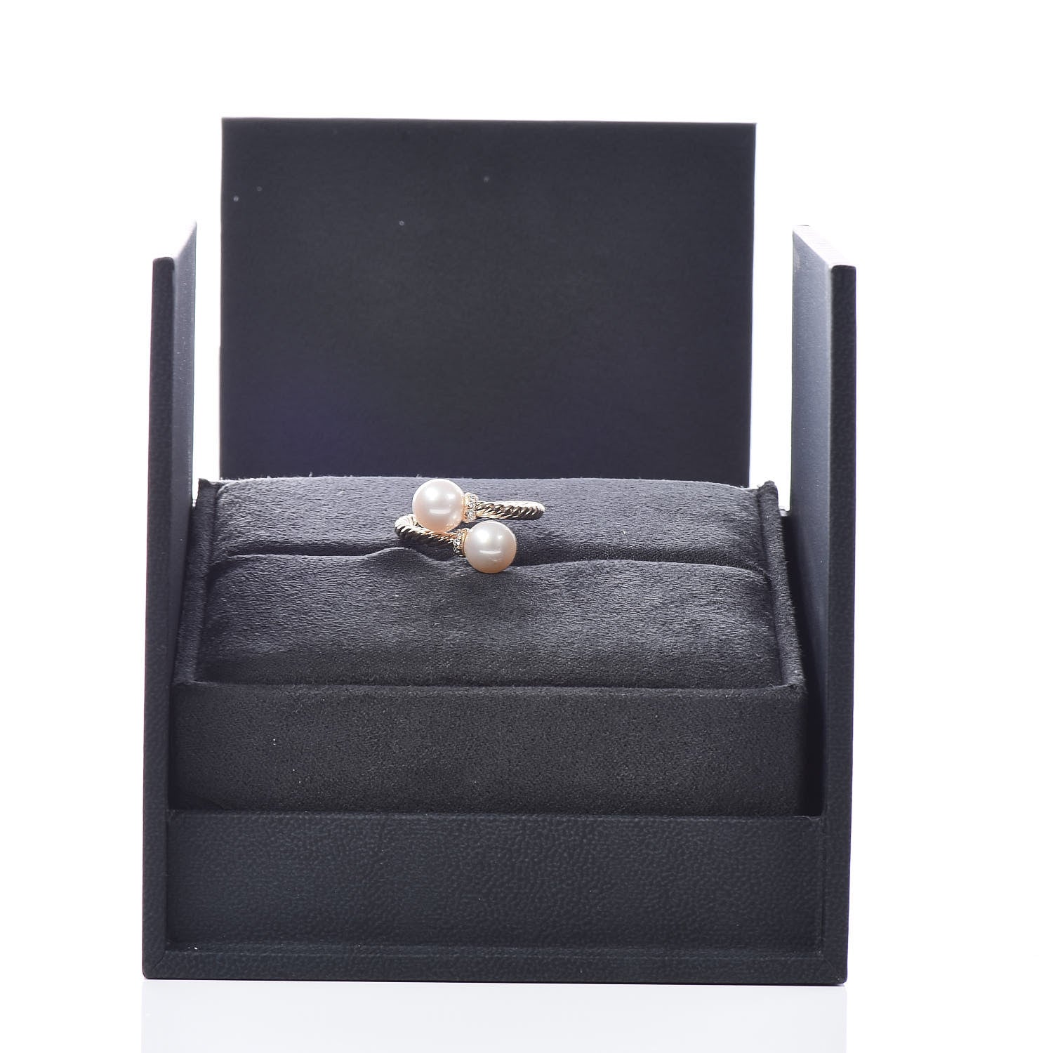 David Yurman 18K Yellow Gold Pearl Diamond Solari Bypass Ring 5 5 of 5