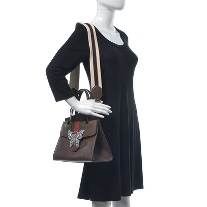 Gucci Textured Calfskin Web Crystal Butterfly Stripe Medium Totem Top Handle Bag New Acero 2 of 11