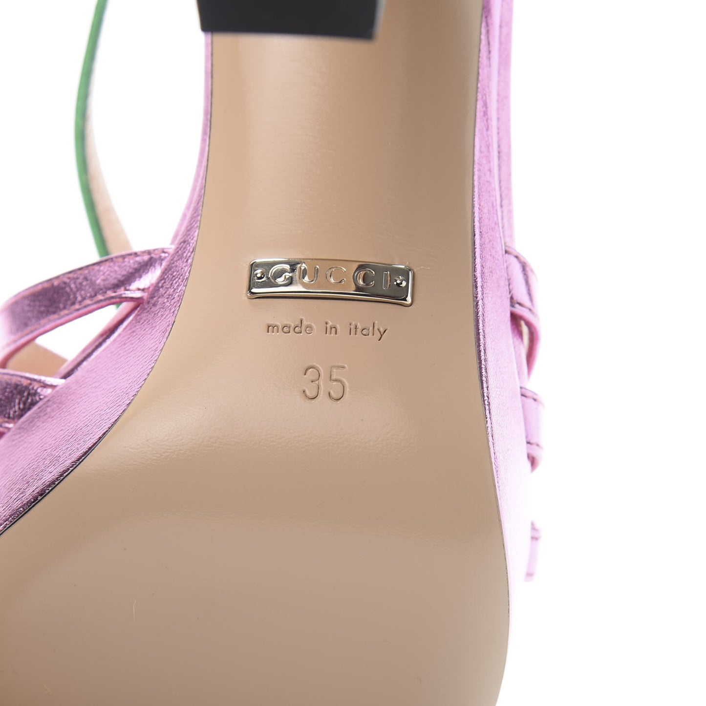 Metallic Nappa Crystal Zephyra Slingback Platform High Heel Sandals 35 Rosa Jasmine Green