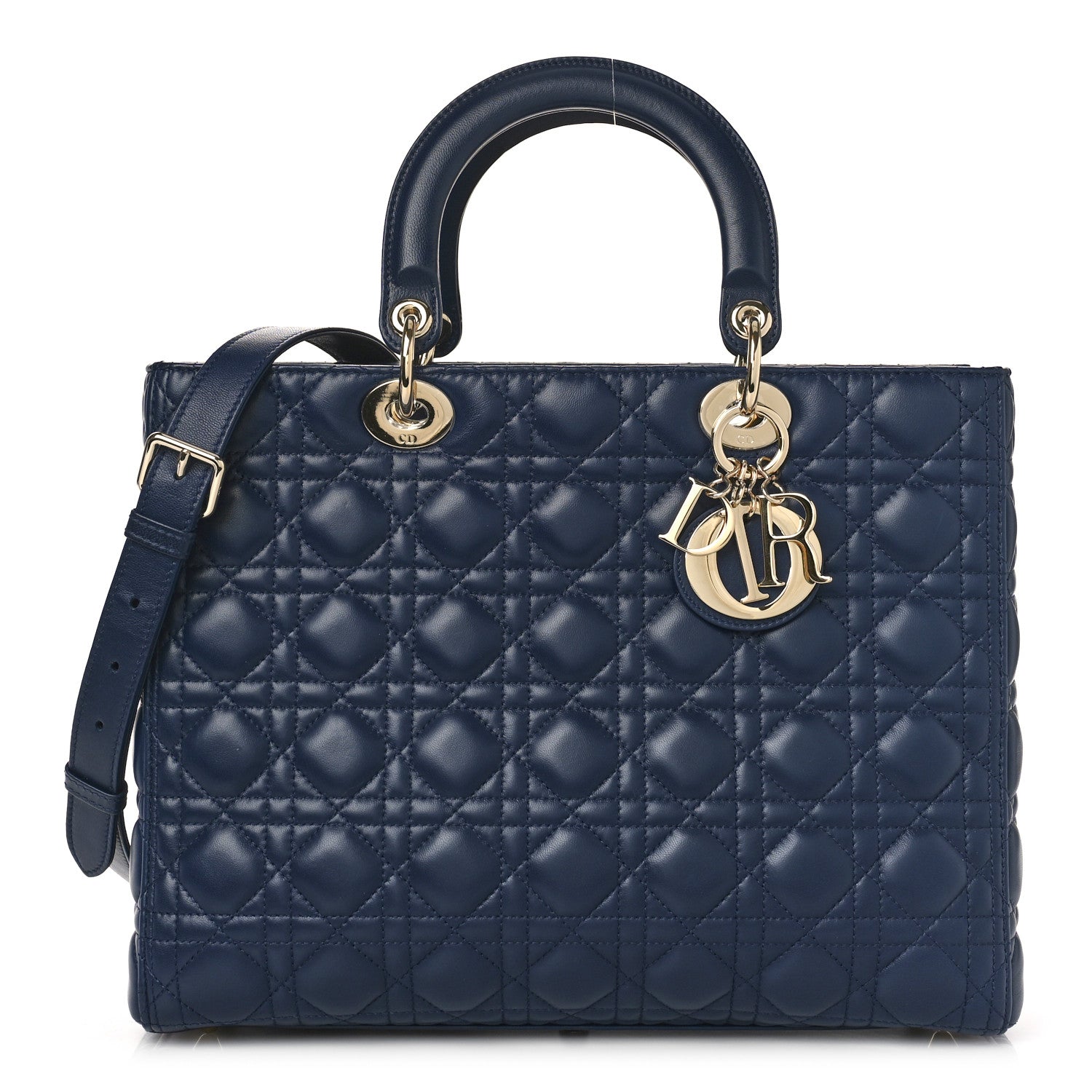 Christian Dior Lambskin Cannage Large Lady Dior Navy Blue 1 of 10