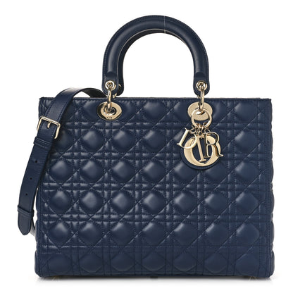 Christian Dior Lambskin Cannage Large Lady Dior Navy Blue 1 of 10