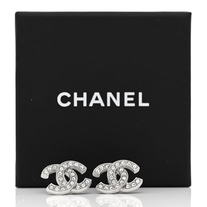 Chanel Crystal Mini Timeless CC Earrings Silver 5 of 5