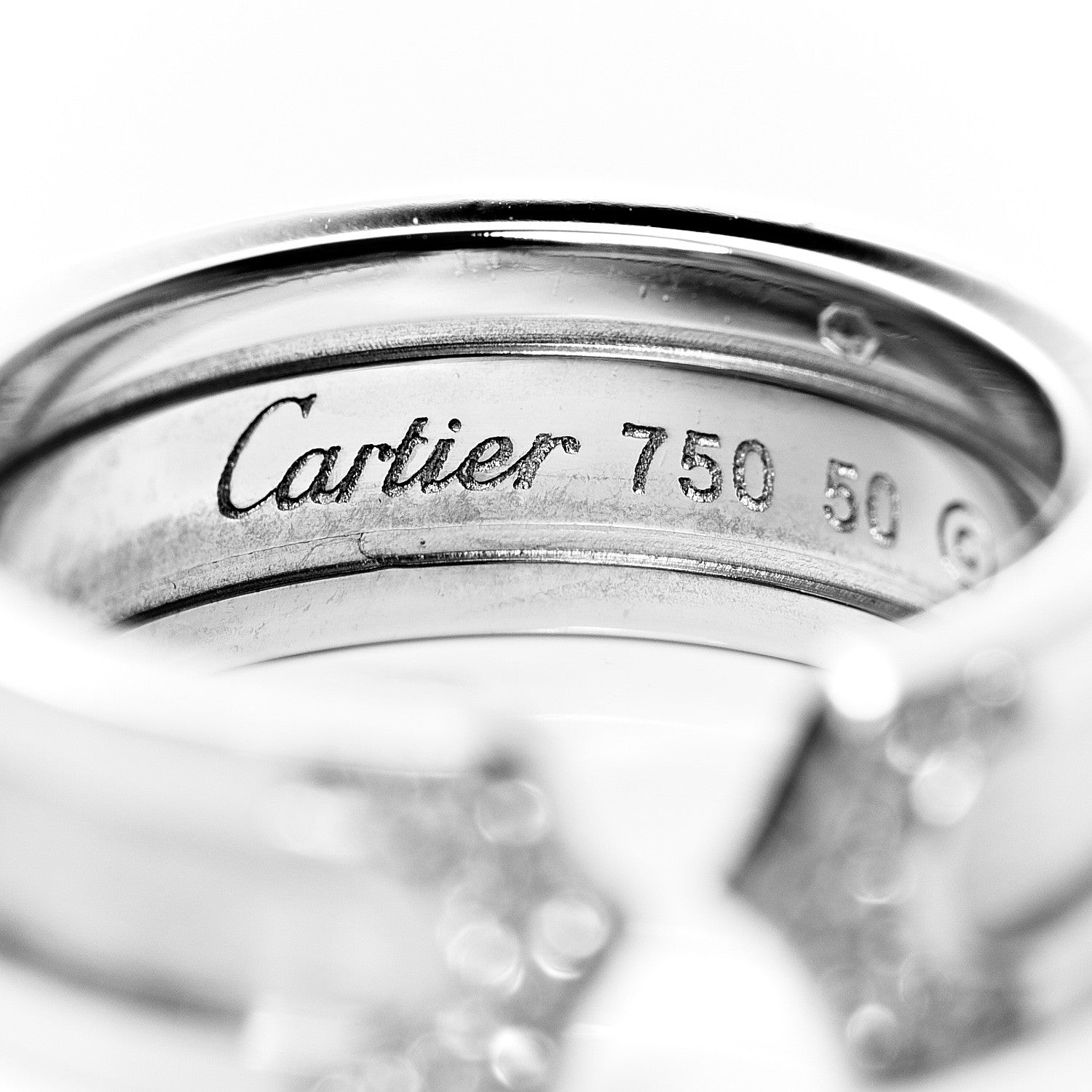 Cartier 18K White Gold Diamond 6.5mm Logo De Ring 50 5.25 4 of 5