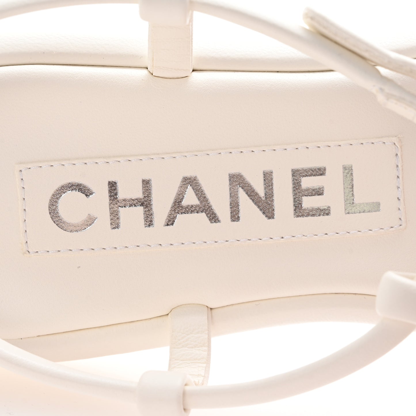 Lambskin Crystal Baguette CC Thong Sandals 36.5 White