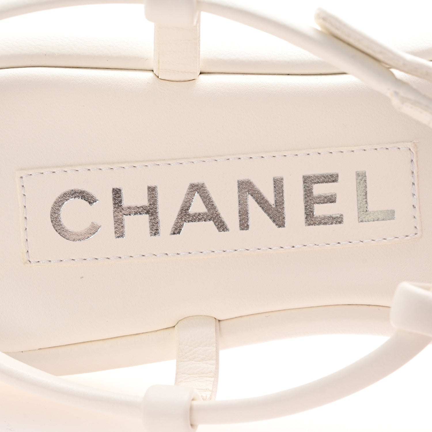 Chanel Lambskin Crystal Baguette CC Thong Sandals 36.5 White 8 of 9