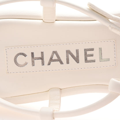 Chanel Lambskin Crystal Baguette CC Thong Sandals 36.5 White 8 of 9