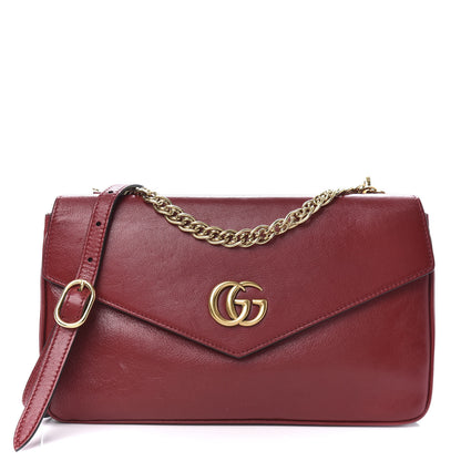 Gucci Calfskin Diagonal GG Medium Thiara Double Envelope Shoulder Bag Black Red 1 of 12