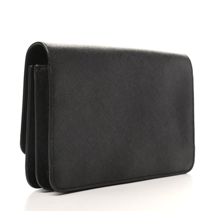 Prada Saffiano Bow Flap Wallet Black 3 of 8