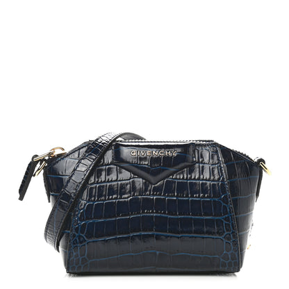 Givenchy Calfskin Crocodile Embossed Nano Antigona Navy 1 of 8
