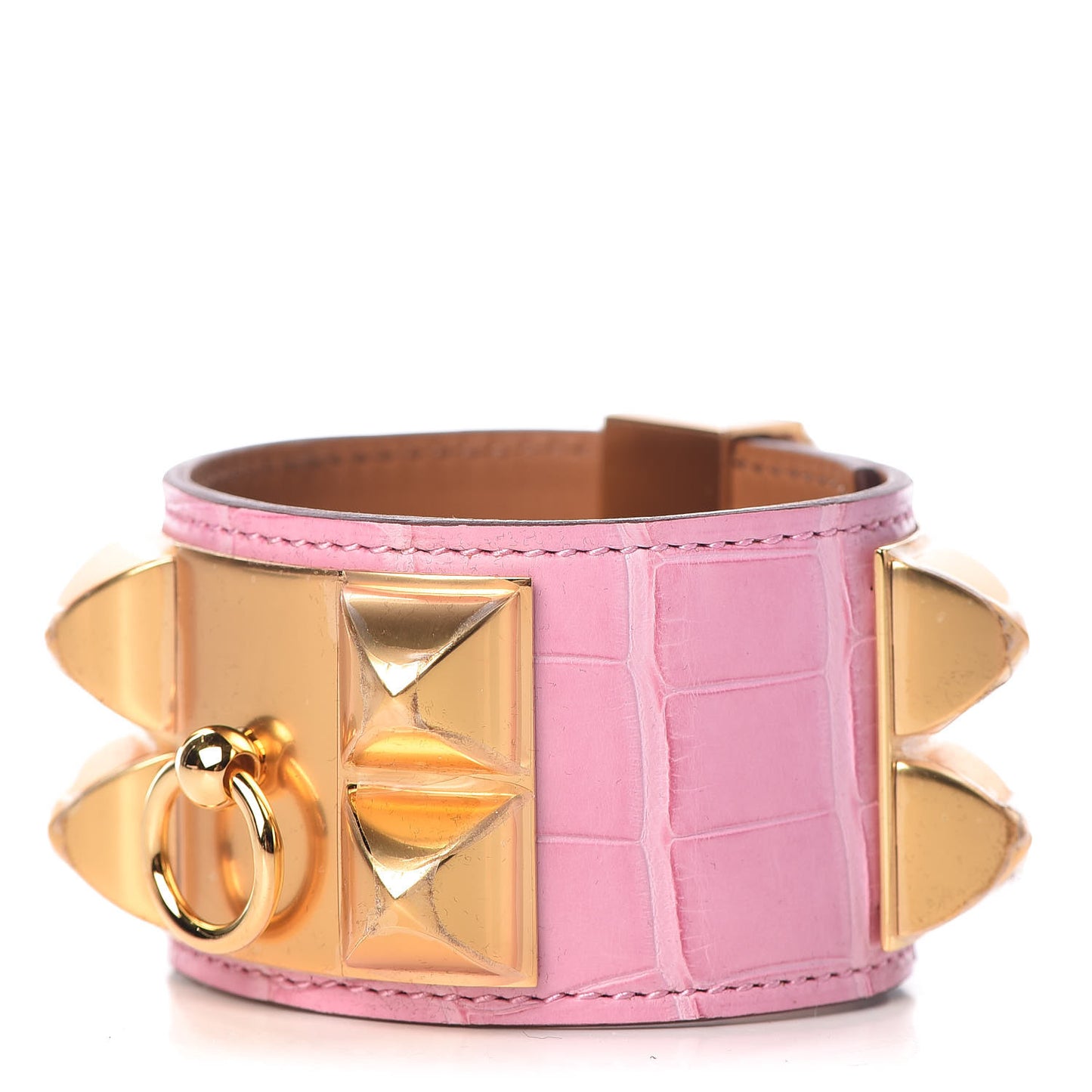 Matte Alligator Collier De Chien CDC Bracelet T2 Pink