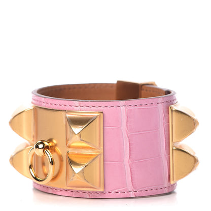 Hermes Matte Alligator Collier De Chien CDC Bracelet T2 Pink 1 of 6