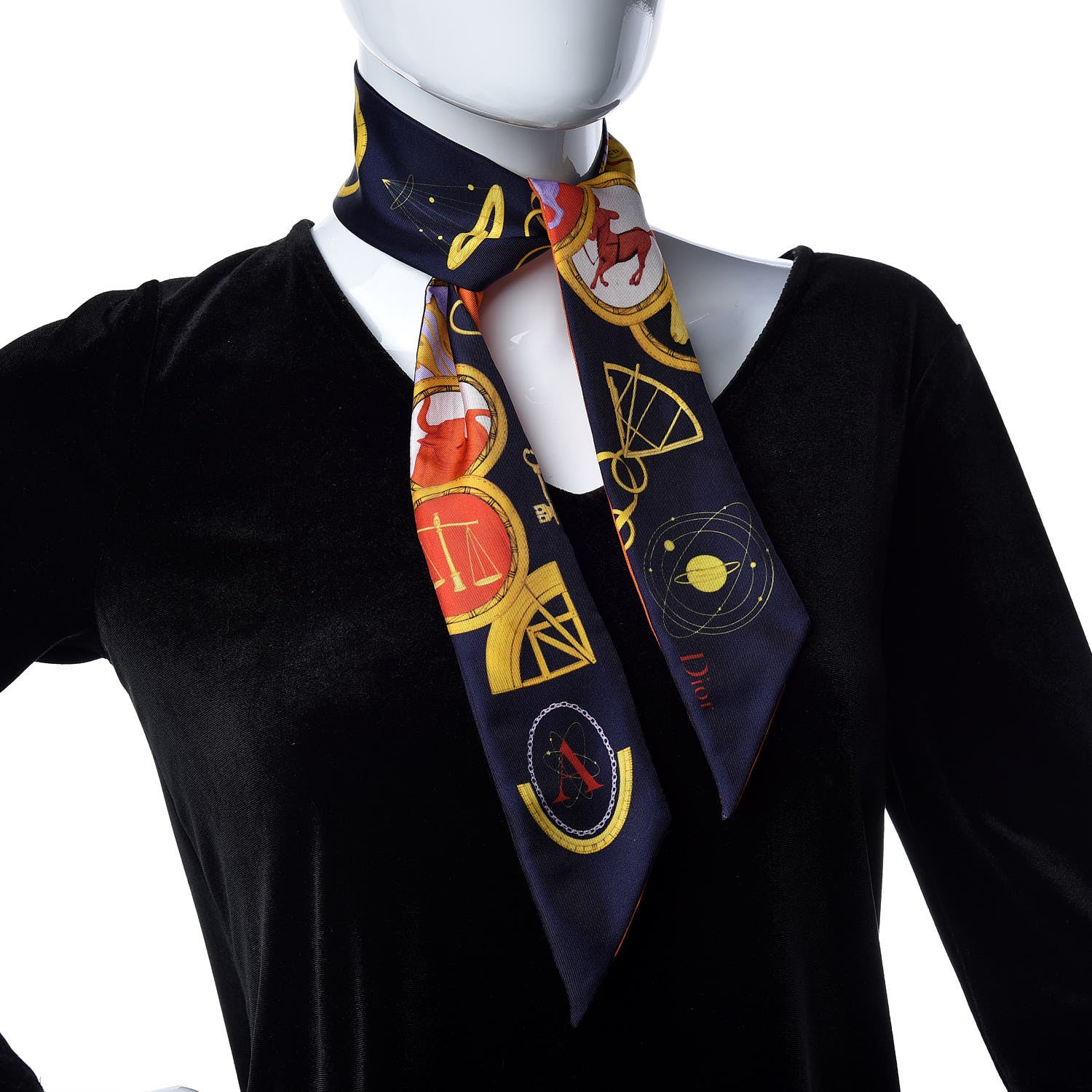 Christian Dior Silk ABCDior A Mitzah Scarf Blue Marine 2 of 5