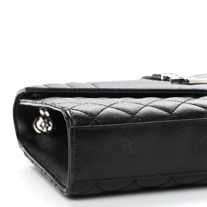 Saint Laurent Grain De Poudre Textured Mixed Matelasse Triquilt Medium Monogram Satchel Black 9 of 11