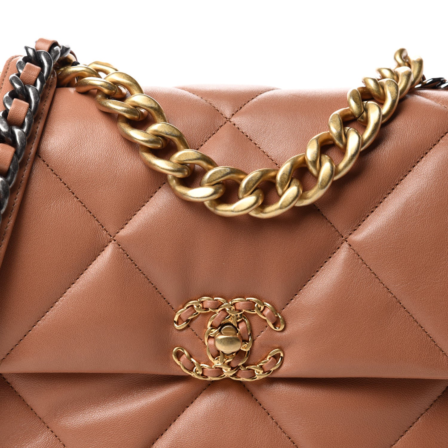 Chanel Lambskin Quilted Large Chanel 19 Flap Brown 10 of 11