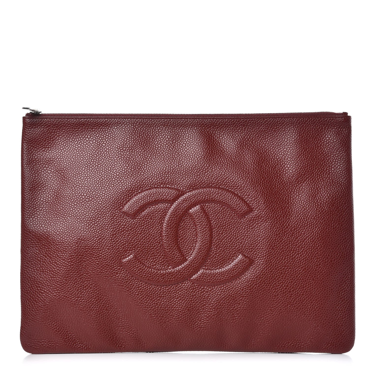 Chanel Caviar CC Flat Cosmetic Pouch Dark Red 1 of 7