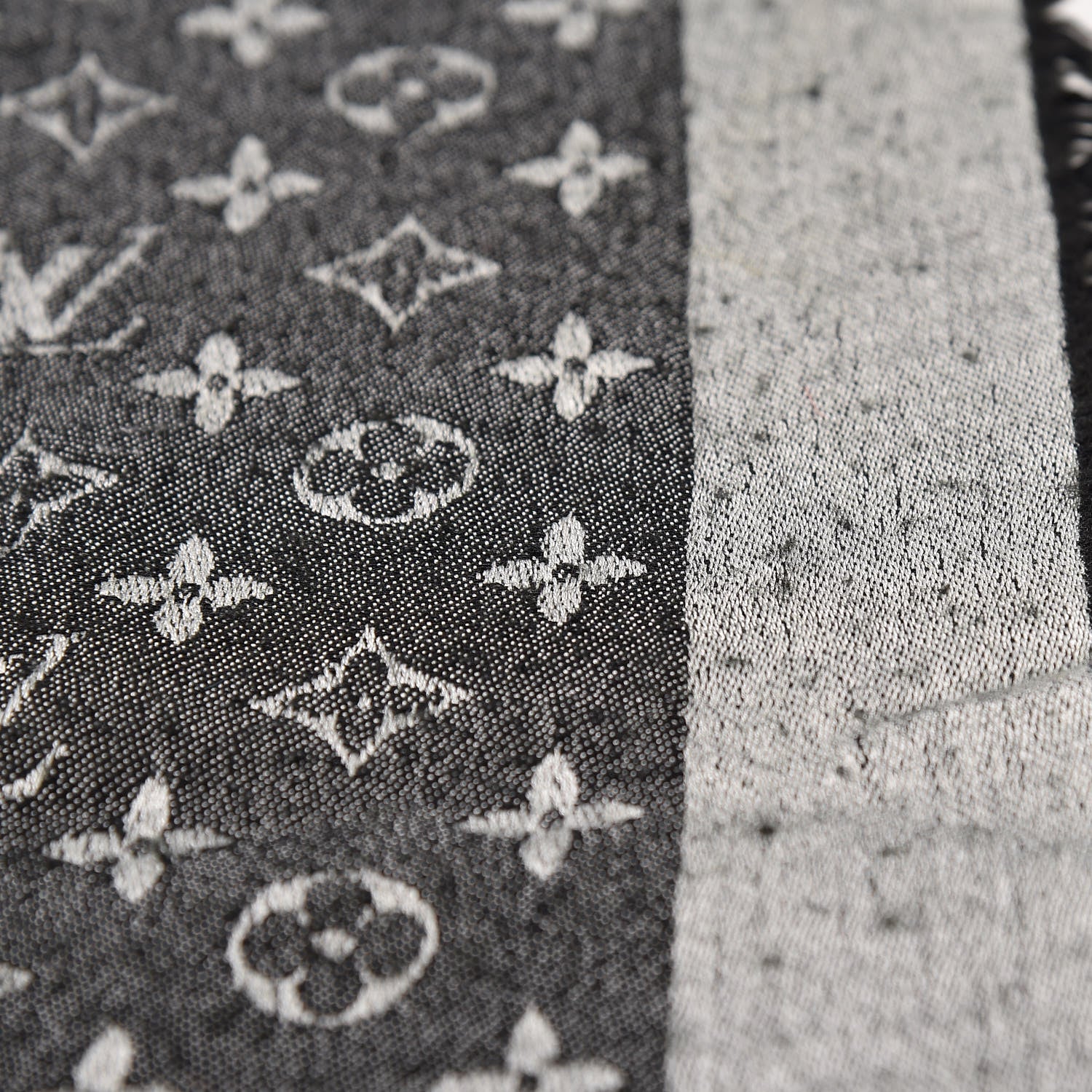Louis Vuitton Wool Silk Monogram Denim Shawl Black 8 of 8