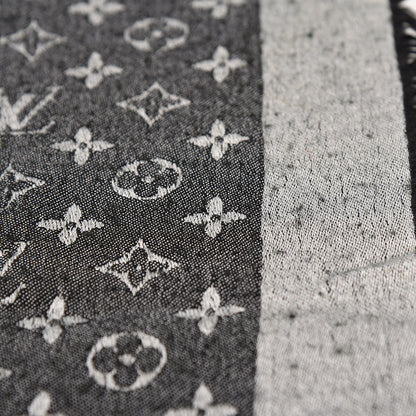 Louis Vuitton Wool Silk Monogram Denim Shawl Black 8 of 8
