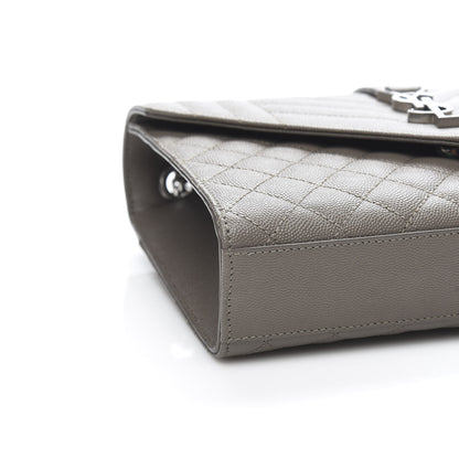 Saint Laurent Grain De Poudre Textured Mixed Matelasse Medium Triquilt Monogram Satchel Earth 7 of 9