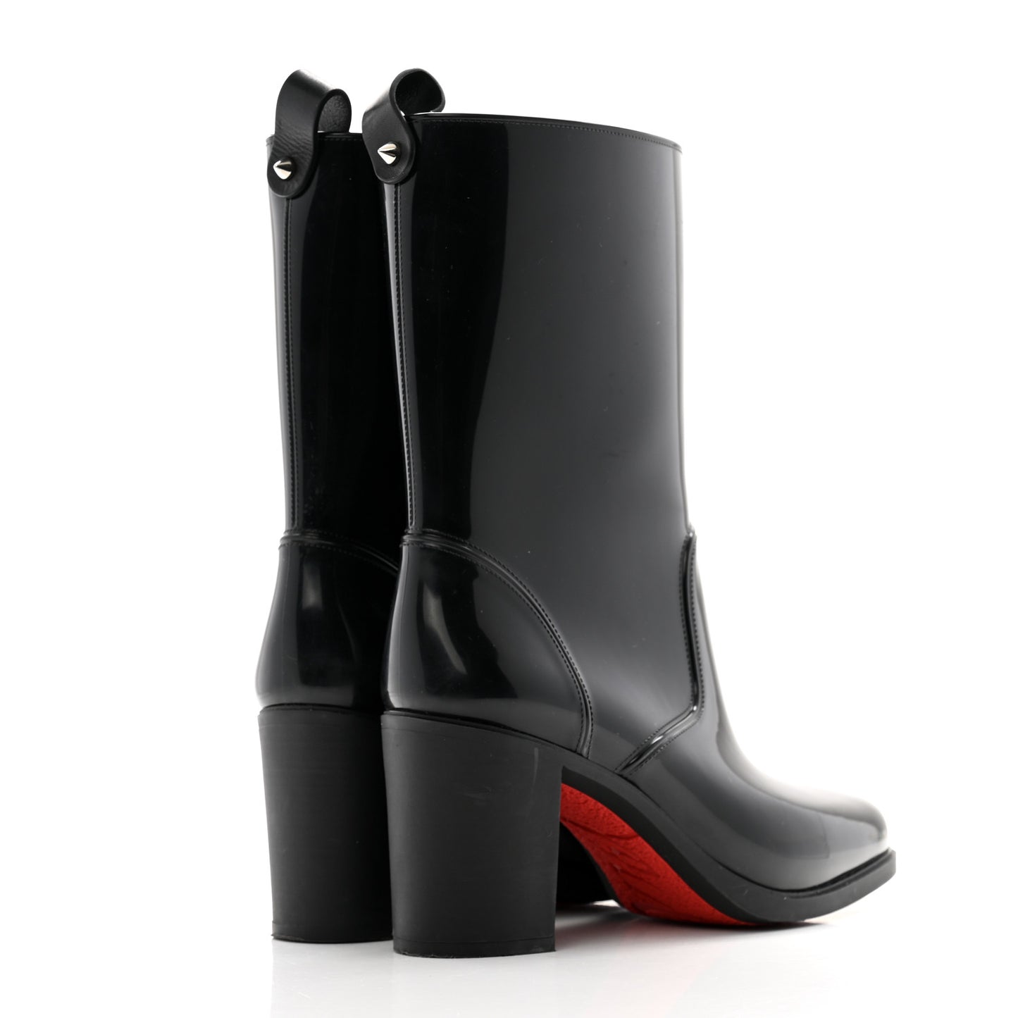 Recycled PVC Calfskin Loubirain 70 Boots 39 Black