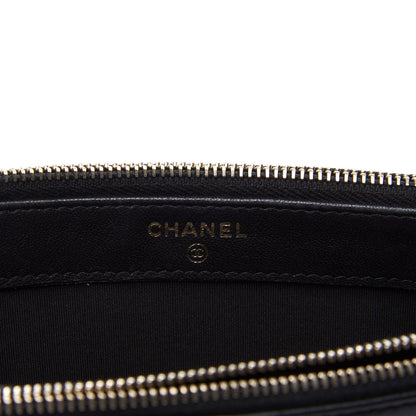 Chanel Metallic Sheepskin Chevron Quilted Small Vintage Mademoiselle Clutch With Chain Black 9 of 13
