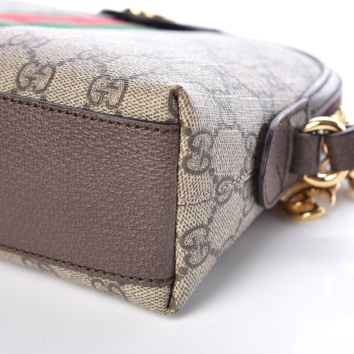 Gucci GG Supreme Monogram Textured Dollar Calfskin Web Small Ophidia Dome Shoulder Bag Beige Ebony New Acero 12 of 12