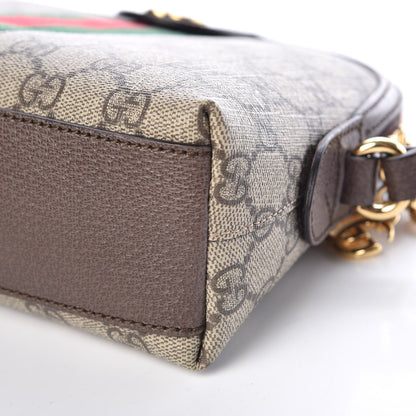 Gucci GG Supreme Monogram Textured Dollar Calfskin Web Small Ophidia Dome Shoulder Bag Beige Ebony New Acero 12 of 12