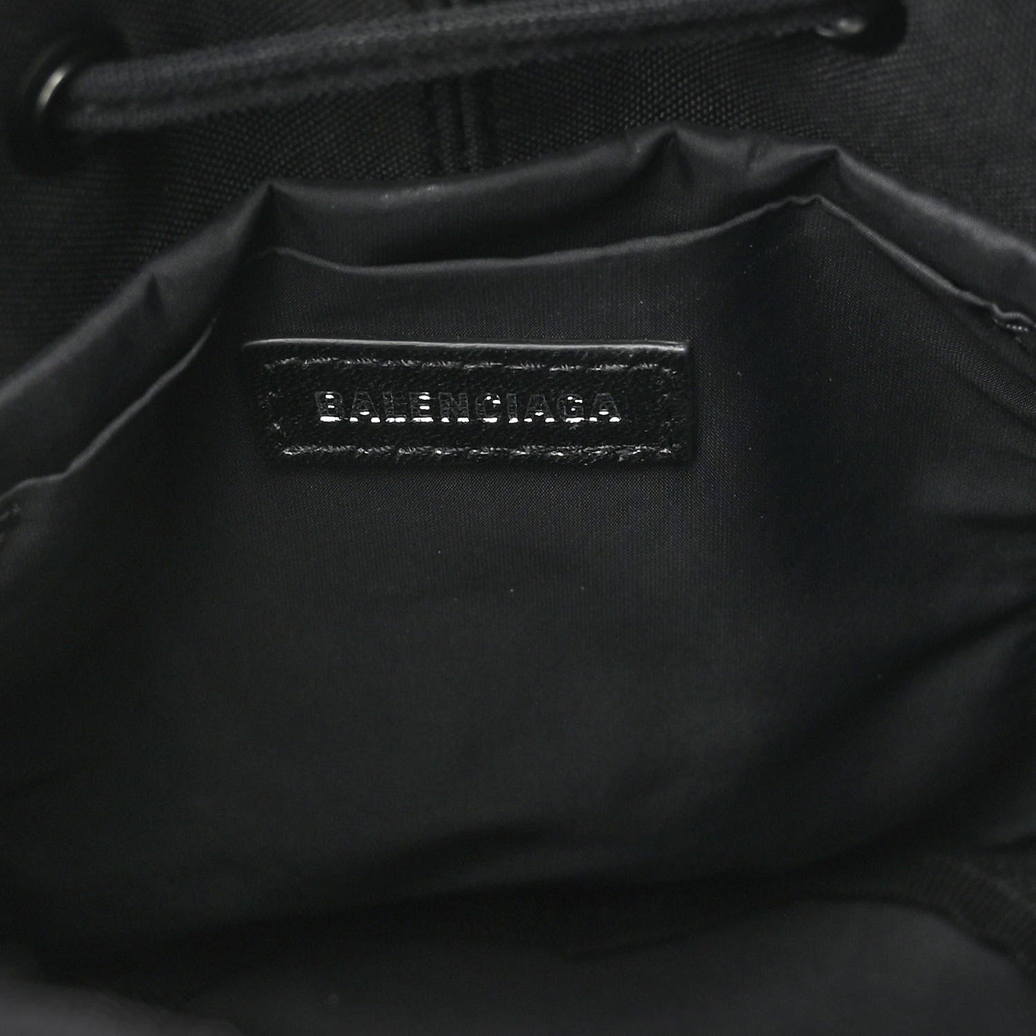 Balenciaga Recycled Sport Nylon Crystal Allover Logo Wheel Drawstring Bucket Bag Black Crystal 6 of 9