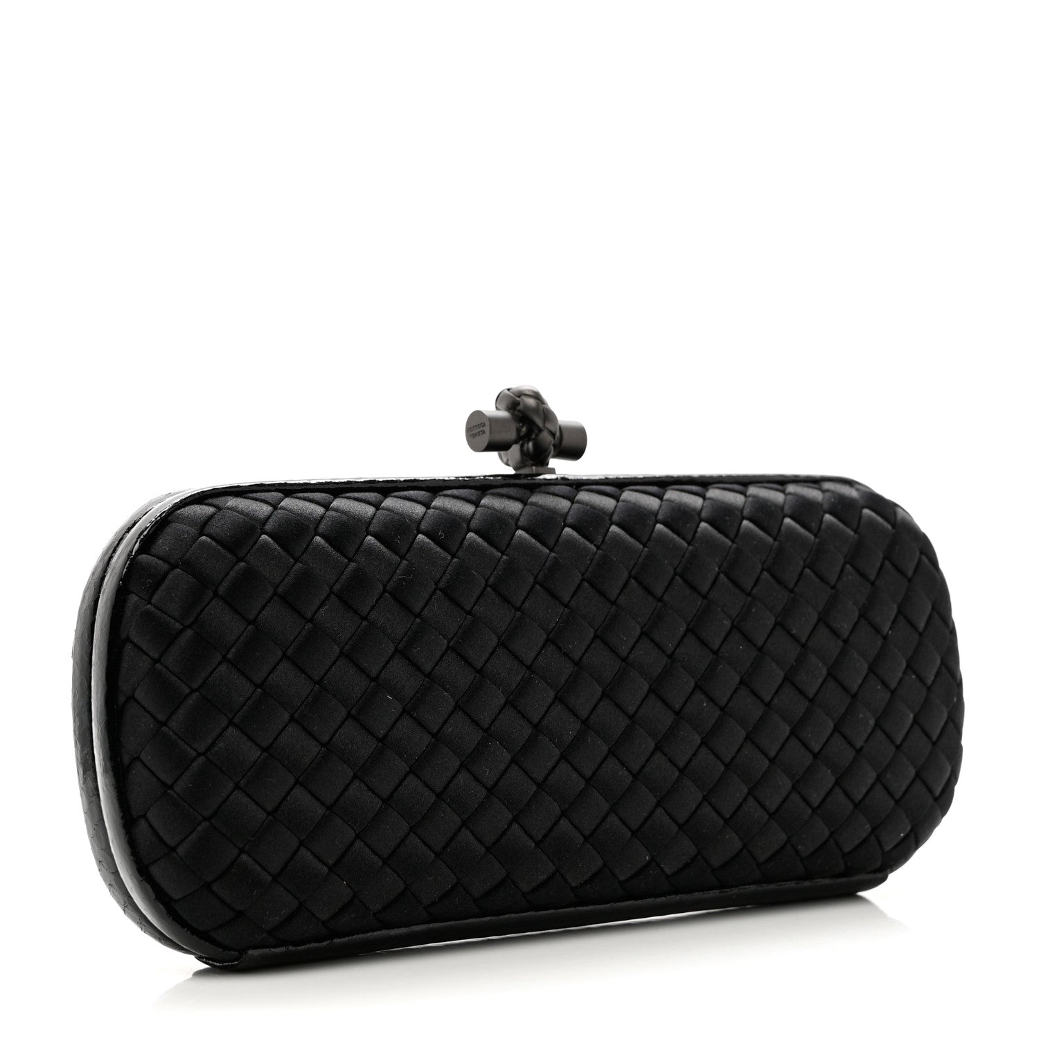 Bottega Veneta Satin Ayers Intreccio Impero Stretch Knot Clutch Black 4 of 7