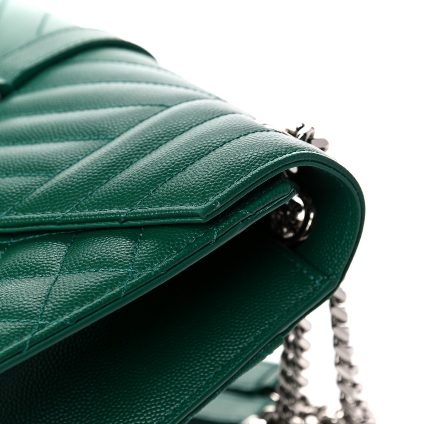 Grain De Poudre Textured Mixed Matelasse Triquilt Medium Monogram Satchel Green