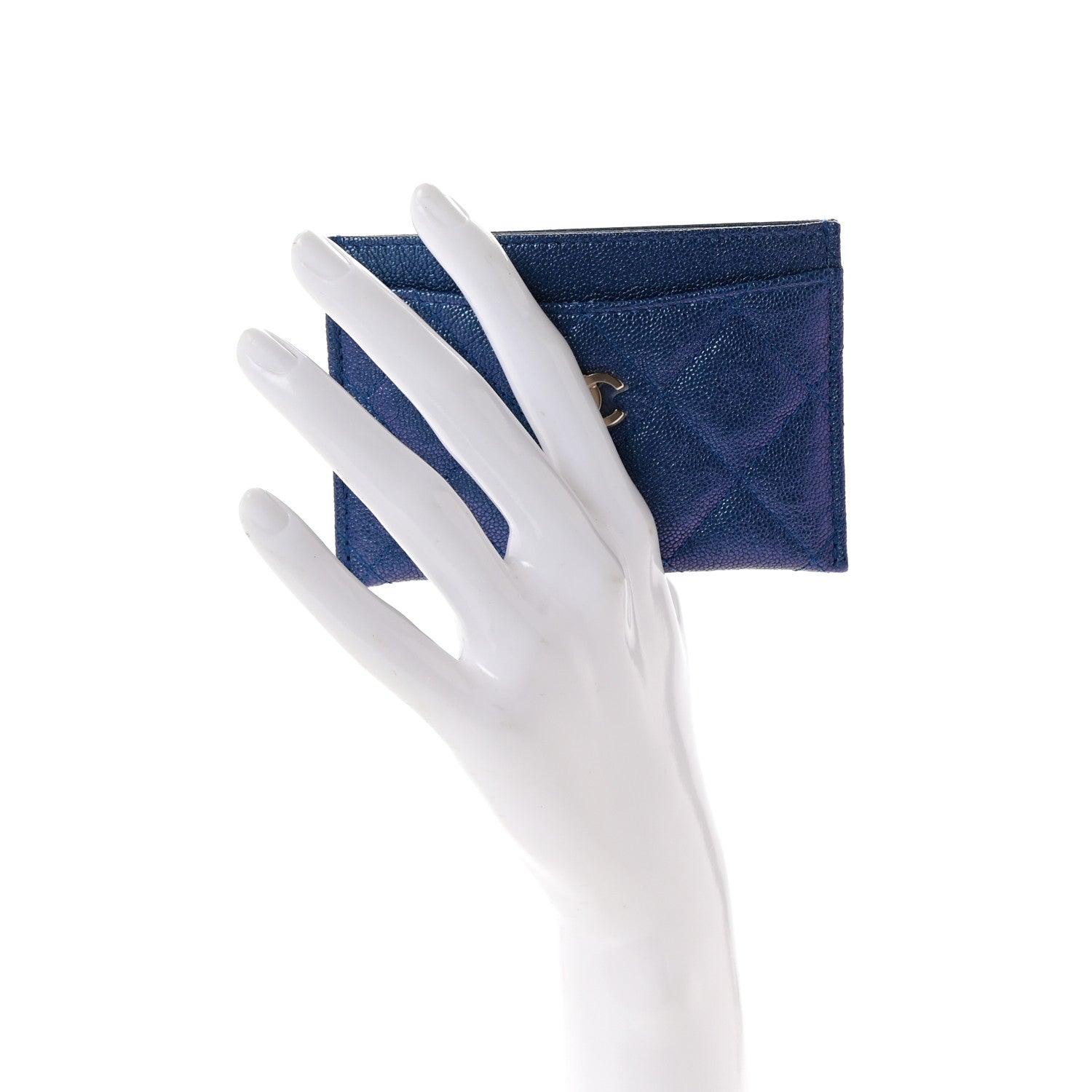Chanel Iridescent Caviar Quilted Card Holder Dark Blue 2 of 9