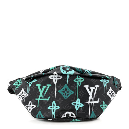 Louis Vuitton Monogram Eclipse LV Graffiti Discovery Bumbag Green Lights 1 of 9