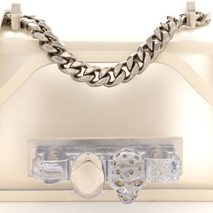 Alexander McQueen Calfskin Polyurethane Mini Jeweled Knuckle Satchel Clear White 7 of 9